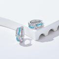 wholesale 925 Sterling Silver Blue Opal & Cubic Zirconia Huggie Hoop Earrings Gift for Her Him-0-1