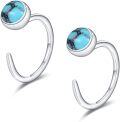 wholesale 925 Sterling Silver Turquoise Stone Open Back Ear Cuff Wrap Ring  for Women Girl-0-0