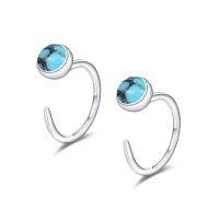 wholesale 925 Sterling Silver Adjustable Earrings Wholesale With Turquoise Stones-Turquoise Hug Earrings