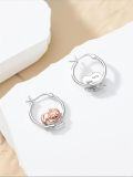 wholesale 925 Sterling Silver Rose Gold Sleeping Sloth Huggie Hoop Earrings for Women-0-2