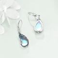 wholesale 925 Sterling Silver Peacock Feather Earrings with Moonstone/Black Onyx/Turquoise/Opal for Women-0-2