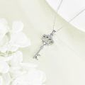 wholesale 925 Sterling Silver Crown Key Initial K Cubic Zirconia Pendant Necklace Platinum Plated-0-1