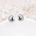 wholesale 925 Sterling Silver Moon Cat Star Stud Earrings for Women s-0-2