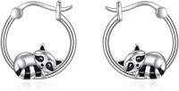 wholesale 925 Sterling Silver Raccoon Hoop Earrings for Women Girls-Raccoon