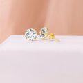 wholesale 14K Yellow Gold Moissanite Stud Earrings 0 3 4ct D VVS1 Round Lab Diamond-0-3