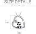 wholesale 925 Sterling Silver Cute Red Panda Raccoon Cow Pendant Necklace with Cubic Zirconia and Engraved Message I Love You Forever for Women-0-3