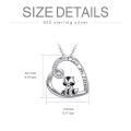 wholesale 925 Sterling Silver Cute Raccoon Heart Pendant Necklace With Cubic Zirconia I Love You Forever-0-3