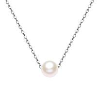 wholesale 14k White Gold Simple Freshwater Pearl Necklace-White Gold