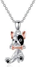 wholesale 925 Sterling Silver Dog Pendant Necklace with Bone Charm for Women and Moms-0-0