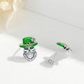 wholesale 925 Sterling Silver Metal Studs with Green Stones and Top Hat Design - Gothic Punk Style Earrings for Women Men Gift Ideas-0-1