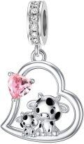 wholesale 925 Sterling Silver Mother's Day Gifts Cow Charm Fit Bracelets Birthstone Charms for Women Mom Lover 12 Months Jewelry-0-0