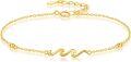 wholesale 14K Gold Solid Wave Anklet for Women - Ocean Inspired Foot Chain-0-0