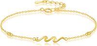 wholesale 14K Gold Solid Wave Anklet for Women - Ocean Inspired Foot Chain-3 Wave