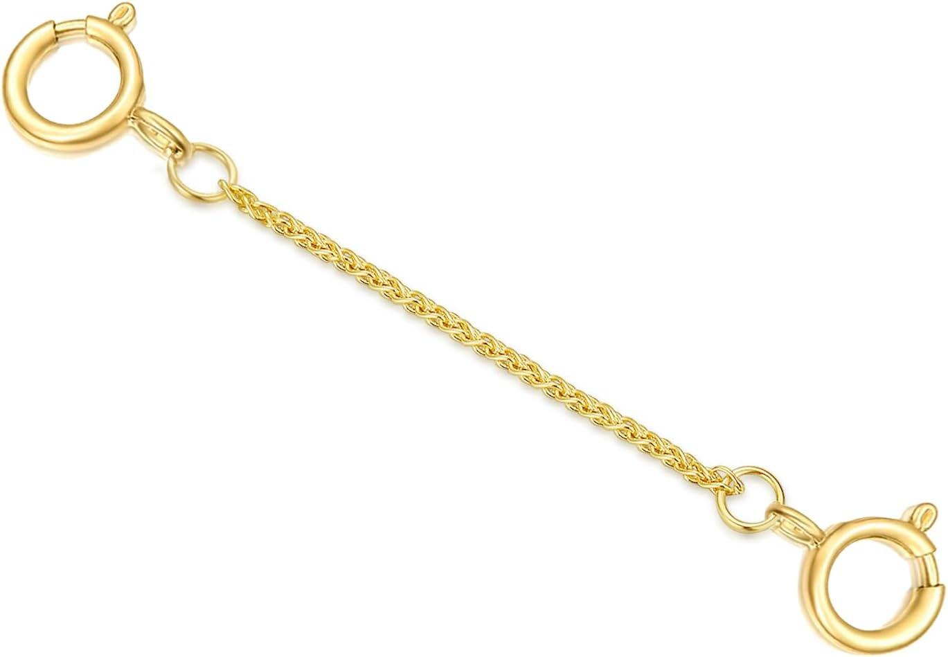 10K Yellow Gold 1 2 3 4 5 Necklace Extender Chain w Double Spring Clasp Bracelet Anklet Extension-0-0