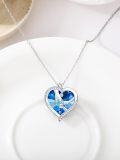 wholesale TOUPOP Gifts For Mom 925 Sterling Silver Mother And Daughters/sons Hands Necklace Blue Heart Crystal Jewelry Mothers Day Birthday Gifts For Women -0-4