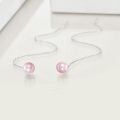 wholesale 925 Sterling Silver White Pearl Threader Drop Dangle Earrings for Women-0-15