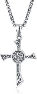wholesale 925 Sterling Silver Celtic Knot Cross Crucifix Pendant Necklace for Men & Women-0-0