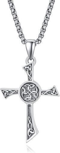 wholesale 925 Sterling Silver Celtic Knot Cross Crucifix Pendant Necklace for Men & Women-B-Embossed Antique Celtic Cross