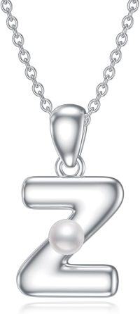 wholesale Sterling Silver Pearl Dainty Initial Necklace for Women-Z