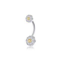 wholesale 925 Sterling Silver 14g 18g Daisy Belly Ring Flower Navel Jewelry Women Gift-Daisy-18G