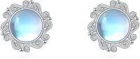 wholesale 925 Sterling Silver Green Moss Agate Stud Earrings-Moonstone