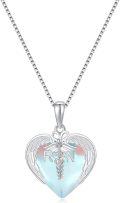 wholesale 925 Sterling Silver Moonstone RN Nurse Heart Necklace for Women, Graduation Gifts, Mother's Day, Valentine's Day, Nurses Day-0-0
