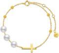wholesale 14K Gold Pearl and Bead Sideways Crucifix Cross Bracelet for Women - Religious for Her or Mom-0-0