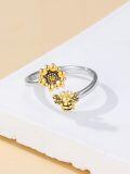 wholesale TOUPOP Christmas Gifts For Women 925 Sterling Silver Bee Ring For Women Bumble Bee Jewelry Adjustable Animal Rings Bee Gifts For Mom Wife -0-1