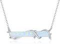 wholesale Sterling Silver Opal Bar Necklace - Exquisite 30mm October Birthstone Pendant with Branches Design, 18+2 Chain, Elegant Gift for Women-0-0