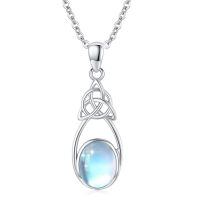 wholesale 925 Sterling Silver Triquetra Drop Pendant Necklace-A-Moonstone