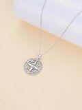 wholesale 925 Sterling Silver Compass Musical Graduation Cap Pendant Necklace with Cubic Zirconia and Cross Design-0-1
