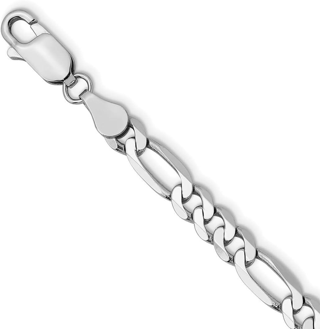 925 Sterling Silver Figaro Chain Bracelet for Men Boys 5-5mm Italy 7 with Lobster Clasp-0-2
