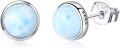 wholesale 925 Silver Lapis Lazuli & Larimar Stud Earrings 7mm Hypoallergenic Gift-0-0