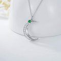 TOUPOP Sterling Silver Emerald Moon Necklace For Women Birthday Christmas Gifts-0-3