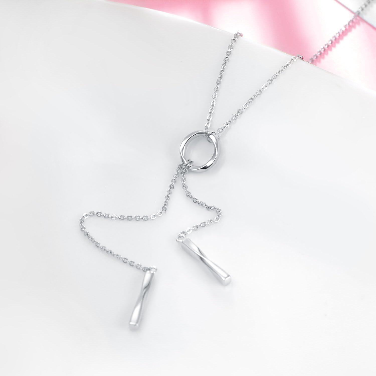 925 Sterling Silver Y Necklace with Lariat Tassel Pendant for Women Girls Mom Daughter Gift-0-3