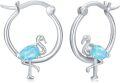wholesale 925 Sterling Silver Flamingo Opal Stone Huggies Earings for Women Girls-0-0
