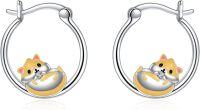 wholesale 925 Sterling Silver Corgi Dog Cartoon Charm Hoop Earrings Gift for Women Girls-Hamster