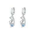 wholesale 925 Sterling Silver Dolphin Charm Earrings Wholesale With Blue Heart Crystal-0-0