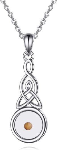 wholesale 925 Sterling Silver Round Amber Mustard Seed Celtic Knot Infinity Pendant Necklace for Women Girls-Celtic Seed