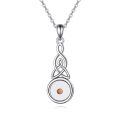 wholesale 925 Sterling Silver Round Amber Mustard Seed Celtic Knot Infinity Pendant Necklace for Women Girls-0-0