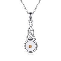 wholesale 925 Sterling Silver Round Amber Mustard Seed Celtic Knot Infinity Pendant Necklace for Women Girls-Celtic Seed
