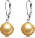 wholesale Sterling Silver Pearl Leverback Dangle Earrings for Women Gifts - Rhodium Plated-0-40
