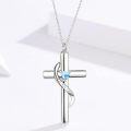 wholesale 925 Sterling Silver White Gold & Birthstone Cross Urn Necklace for Ashes – Cremation Jewelry with 925 Sterling Silver, Keepsake Memorial Gift for Women Men-0-2