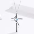 wholesale 925 Sterling Silver White Gold & Birthstone Cross Urn Necklace Wholesale for Ashes – Cremation Jewelry with 925 Sterling Silver, Keepsake Memorial Gift for Women Men-0-2