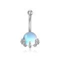 wholesale 925 Sterling Silver Moonstone Belly Button Ring 14G 8mm Navel Ring-0-0