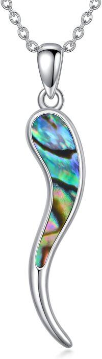 wholesale  Metal Italian Horn Necklace with Turquoise Abalone Opal 20 Women s Protection Jewelry for Birthday Valentine s Day -A-style3