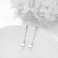 wholesale 925 Sterling Silver Round White Freshwater Pearl Dangle Earrings for Women-0-3