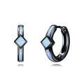 wholesale 925 Sterling Silver Opal Square Huggie Hoop Earrings for Men & Women - Mother's Day Gift Idea-0-0