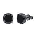 wholesale S925 Sterling Silver Round Black Onyx CZ Stud Earrings for Women and Men-0-0