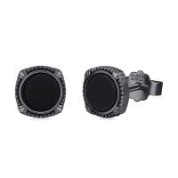 wholesale S925 Sterling Silver Round Black Onyx CZ Stud Earrings for Women and Men-D - Black Onyx (8.5 MM)